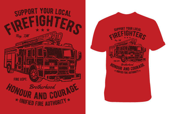 Firefighter Truck T-shirt Design: Graphics & Print Templates