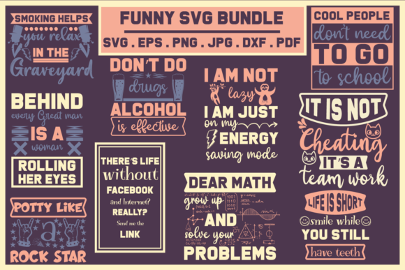 Funny SVG Bundle: Graphics & Print Templates