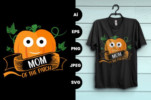 Halloween Pumpkin Mom Tshirt Design: Graphics & Print Templates