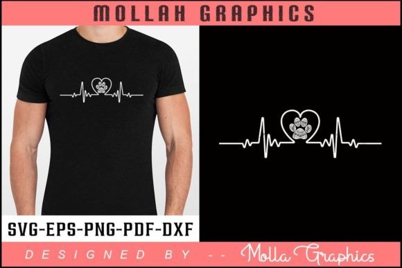 Heartbeat with Dog Vector T Shirt Design Graphics