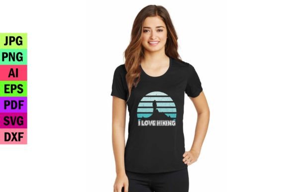 I Love Hiking T-shirt Design Graphics and Print Templates