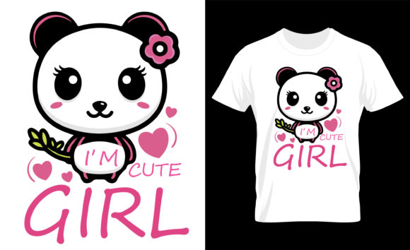 Panda Kids Girl T-shirt SVG PNG Des Graphics