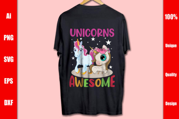 Unicorns Awesome T-shirt Design: Graphics & Print Templates