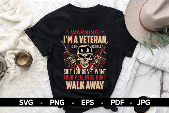 Warning Veteran T-Shirt Design Graphics and Print Templates